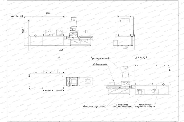Чертеж котла на щепе и опилках 1450 кВт